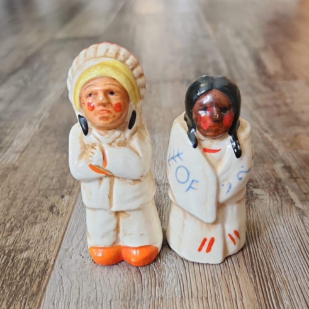Vintage Native American Salt & Pepper Shakers 1950 1960 Collectible‎ Japan